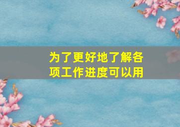 为了更好地了解各项工作进度可以用