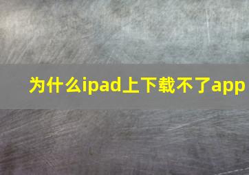 为什么ipad上下载不了app