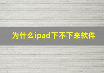 为什么ipad下不下来软件