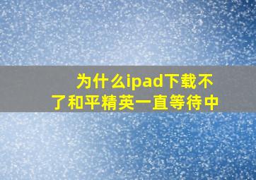 为什么ipad下载不了和平精英一直等待中