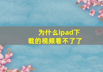 为什么ipad下载的视频看不了了