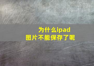 为什么ipad图片不能保存了呢