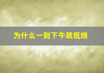 为什么一到下午就低烧