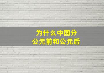 为什么中国分公元前和公元后