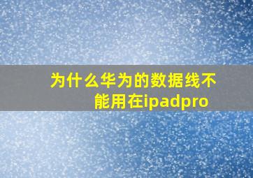 为什么华为的数据线不能用在ipadpro