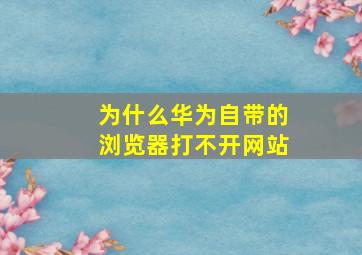 为什么华为自带的浏览器打不开网站