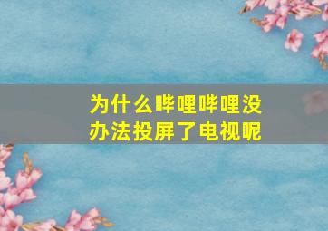 为什么哔哩哔哩没办法投屏了电视呢