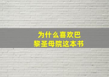 为什么喜欢巴黎圣母院这本书