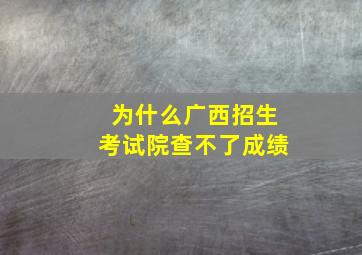 为什么广西招生考试院查不了成绩