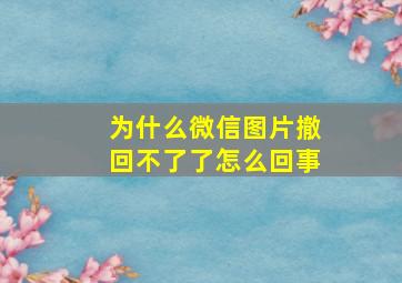 为什么微信图片撤回不了了怎么回事