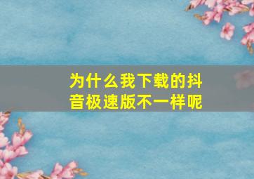 为什么我下载的抖音极速版不一样呢