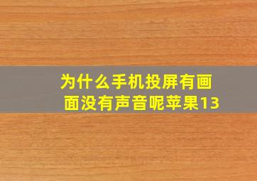 为什么手机投屏有画面没有声音呢苹果13