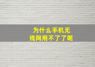 为什么手机无线网用不了了呢