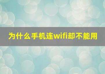 为什么手机连wifi却不能用