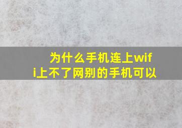 为什么手机连上wifi上不了网别的手机可以