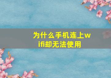 为什么手机连上wifi却无法使用