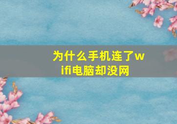 为什么手机连了wifi电脑却没网