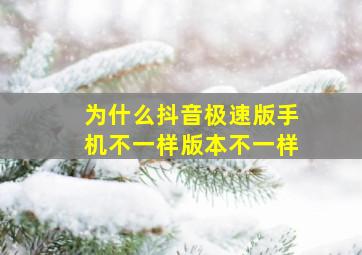 为什么抖音极速版手机不一样版本不一样