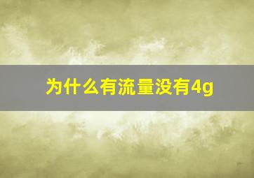 为什么有流量没有4g