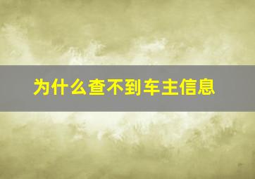 为什么查不到车主信息