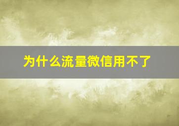 为什么流量微信用不了