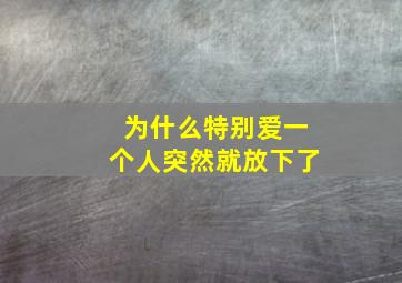 为什么特别爱一个人突然就放下了