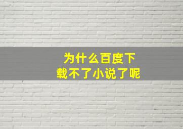 为什么百度下载不了小说了呢