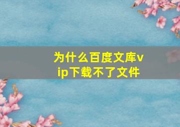 为什么百度文库vip下载不了文件