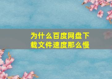 为什么百度网盘下载文件速度那么慢