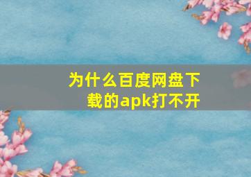 为什么百度网盘下载的apk打不开