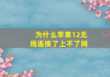 为什么苹果12无线连接了上不了网