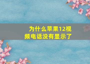 为什么苹果12视频电话没有显示了