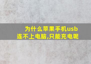 为什么苹果手机usb连不上电脑,只能充电呢