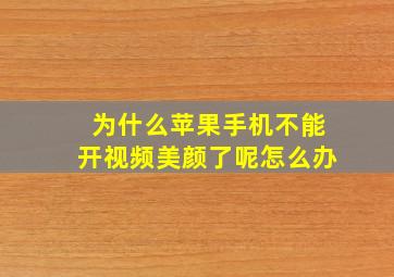 为什么苹果手机不能开视频美颜了呢怎么办