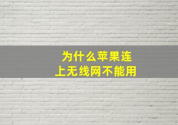 为什么苹果连上无线网不能用