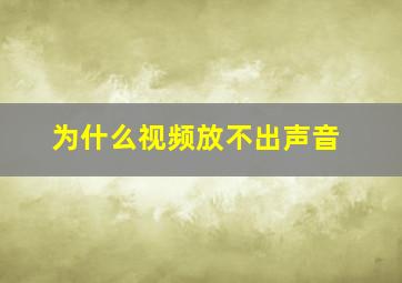 为什么视频放不出声音