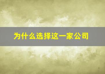 为什么选择这一家公司