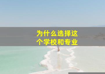 为什么选择这个学校和专业