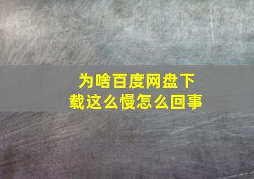 为啥百度网盘下载这么慢怎么回事