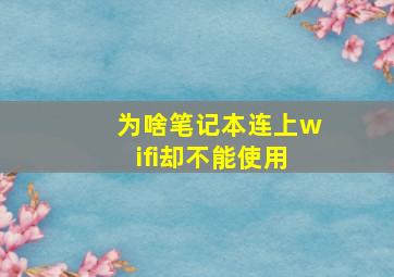 为啥笔记本连上wifi却不能使用