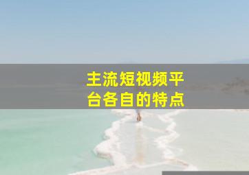 主流短视频平台各自的特点