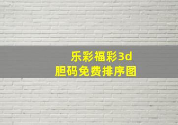 乐彩福彩3d胆码免费排序图