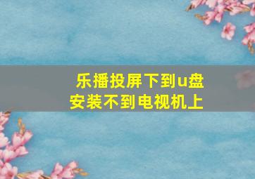 乐播投屏下到u盘安装不到电视机上