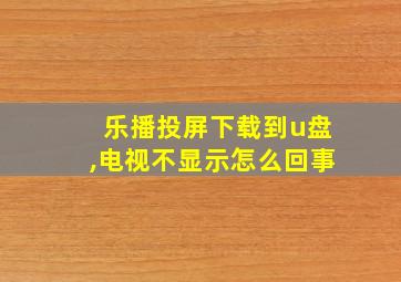 乐播投屏下载到u盘,电视不显示怎么回事