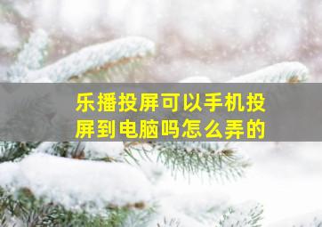 乐播投屏可以手机投屏到电脑吗怎么弄的