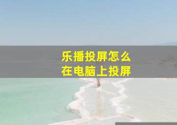 乐播投屏怎么在电脑上投屏