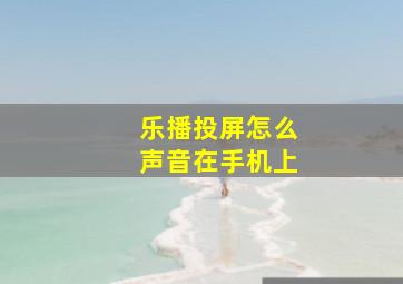 乐播投屏怎么声音在手机上