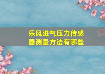 乐风进气压力传感器测量方法有哪些