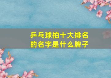 乒乓球拍十大排名的名字是什么牌子