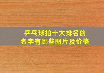 乒乓球拍十大排名的名字有哪些图片及价格